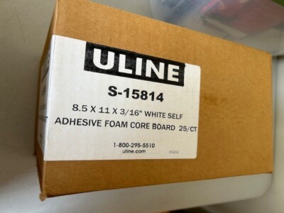 8.5 x 11 x 3/16'' WHITE SELF ADHESIVE FOAM CORE BOARD 25/CT ULINE S-15814