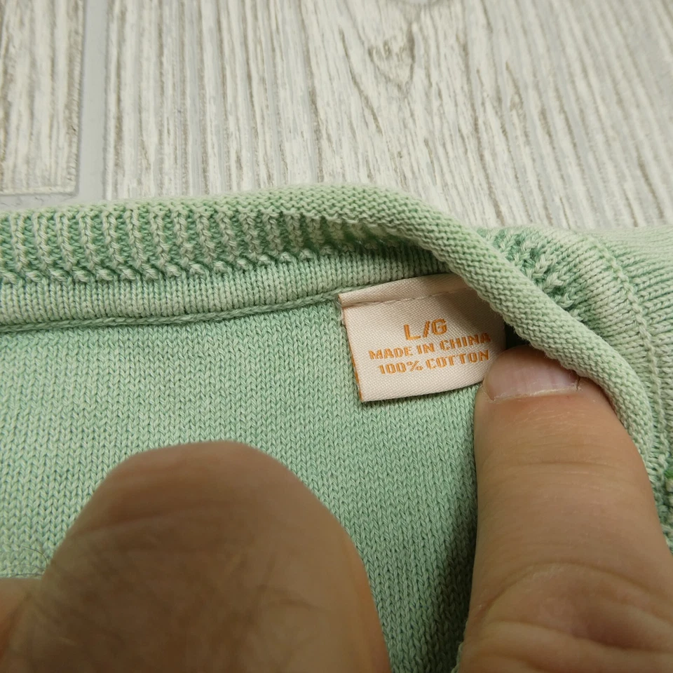 Tommy Bahama Sweater Womens Large Mint Green Cotton Long Sleeve Midweight V Neck - Image 4 of 4