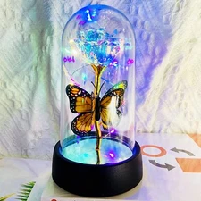 Light Up Rose Flower In Glass Dome for Valentine's Day Mother's Day Birthday