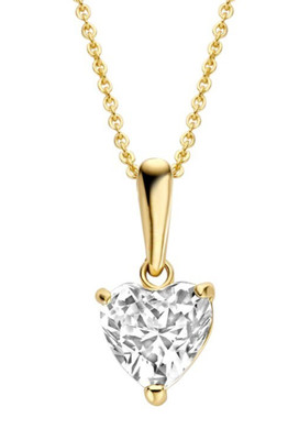 Colliers 585er 14Karat Gold Halskette & Anhänger Herz, Tropfen & Baguette 45cm