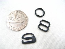 30pc black Bra Strap adjustment Slider 8mm O ring hook Bra Lingerie Supplies