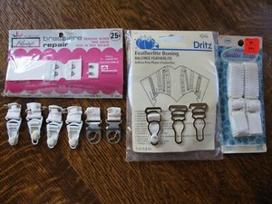 Sewing Supplies NIP Dritz Boning, Bra Repair, Shoulder Straps, Used Garter Hooks