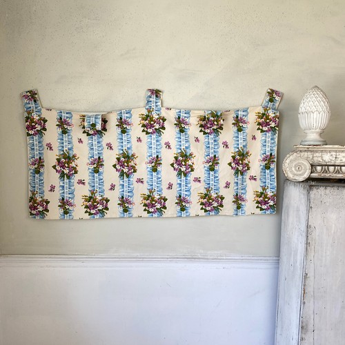 Vintage French Boussac Romanex ruffle heavy weight cotton floral blue cottage c - 第 8/10 張圖片