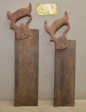 2 Disston carpenter tenon saw 14" & 12" woodworking collectible vintage tools S3