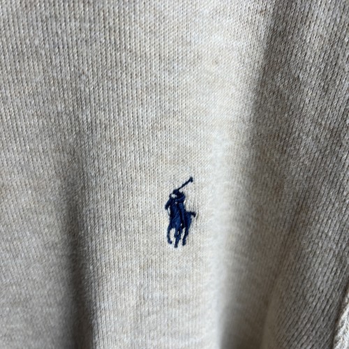 Pullover vintage Polo Ralph Lauren 1/4 cremallera para hombre grande beige suéter tejido logotipo - Imagen 3 de 12