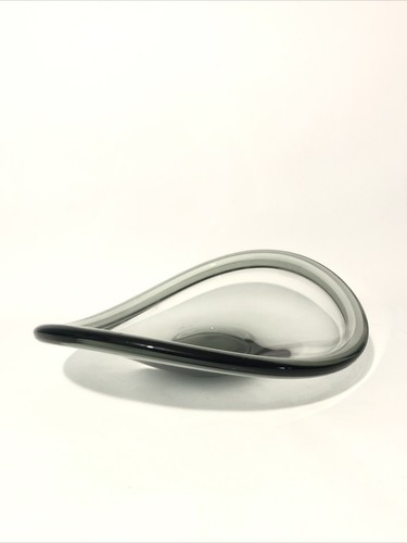 HOLMEGAARD PER LUTKEN Smoked Gray Danish Art Glass Bowl-12”x11” Vtg 1959 MCM - Picture 18 of 18