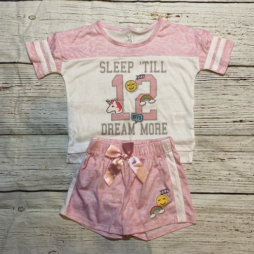 Max & Olivia Girl’s Sleep Pajama Set Pink & White Size 6/6X - Picture 2 of 7