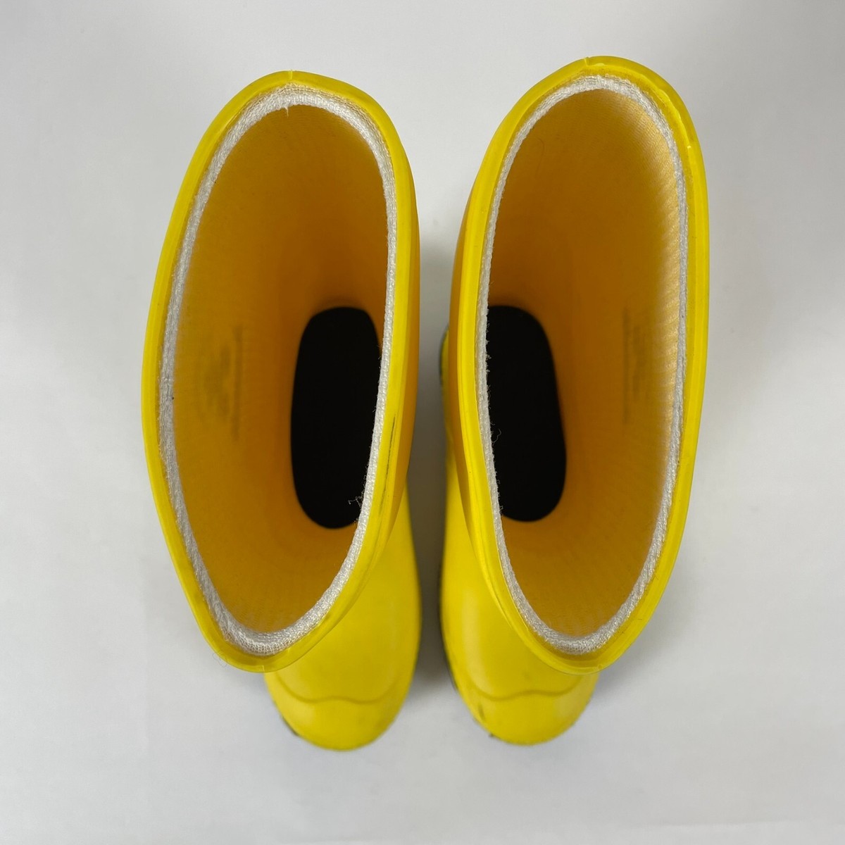 KAMIK Stomp Rain Boots Youth Sz 1 Yellow Black Soles Pull On