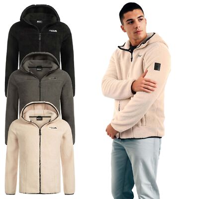 Arctic Seven Herren Sherpa Fleecejacke Übergangs Fleece Jacke Kapuze AS-413 NEU