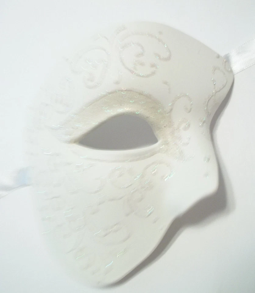 Off White Phantom of The Opera Costume Masquerade Mardi Gras Party Mask - Image 2 of 4