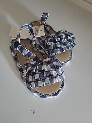 Baby Gap Ruffle dark blue and white sandals, size(12-18months) NWB