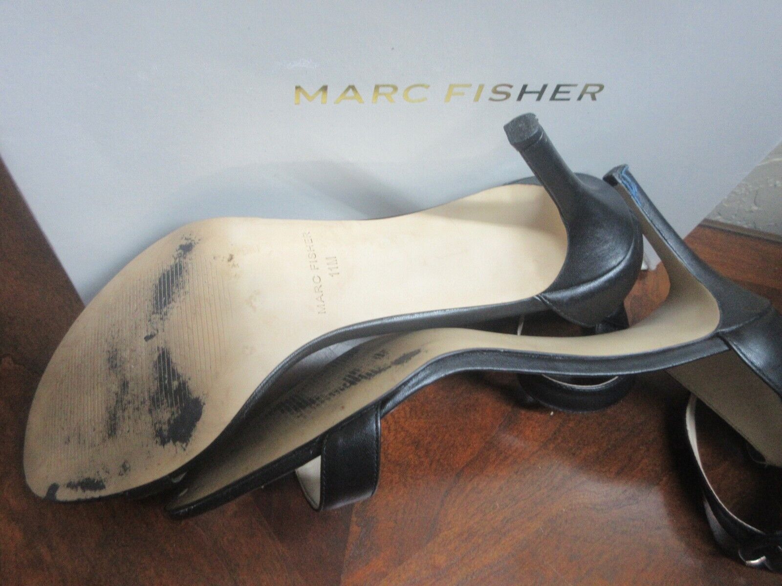 Marc Fisher BETTYE Black Leather Sandal  w Ankle … - image 5