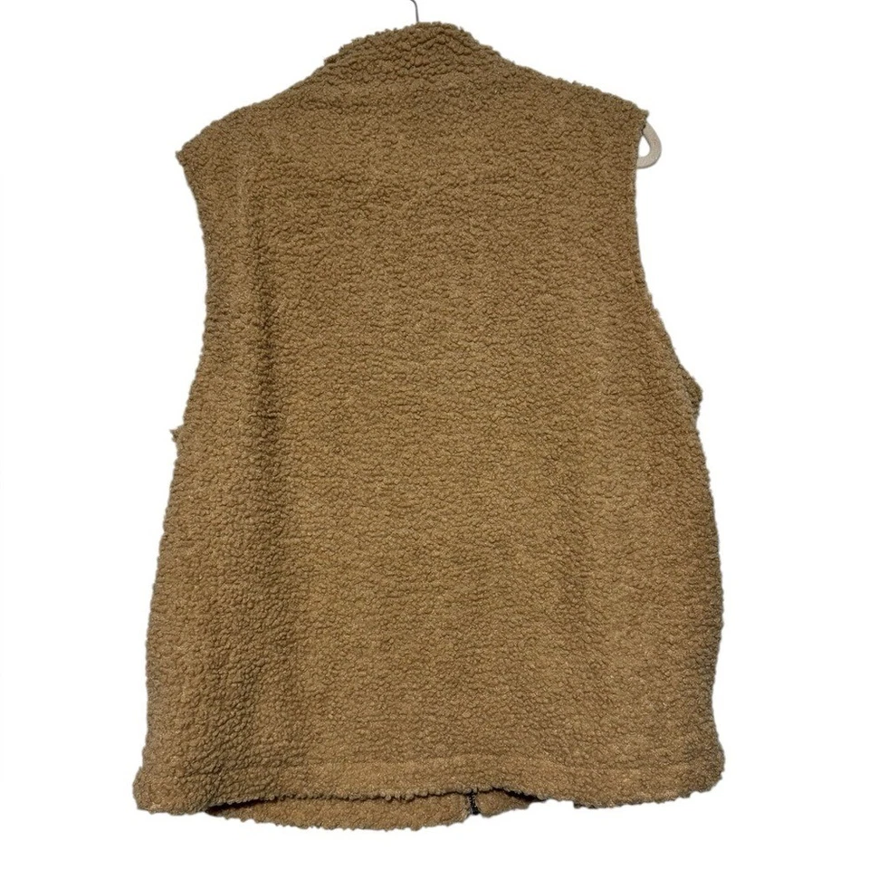 Umgee NWT Faux Sherpa Brown Tan Full Zip Vest Jacket Plus Size 1XL Fall Cozy - Image 2 of 4