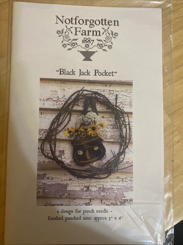 Notforgotten Farm Black Jack Pocket Punch Needle Pattern Primitive Pumpkin