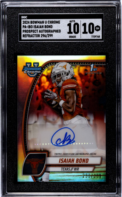 2024 Bowman U Chrome #PA-IBO Isaiah Bond Pros. Auto. Ref. SGC 10
