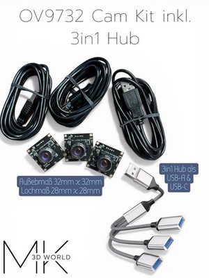 Autodarts Kamera Kit HBV OV9732 100° inkl. 2m Kabel | optional 3in1 USB A/C Hub