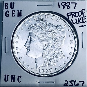 1887 BU GEM MORGAN SILVER DOLLAR UNC MS+++ U.S. MINT RARE COIN 2567