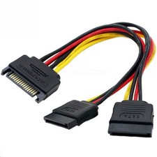 High Speed SATA Power 15Pin Male To Dual 15Pin Female YSplitter Cable
