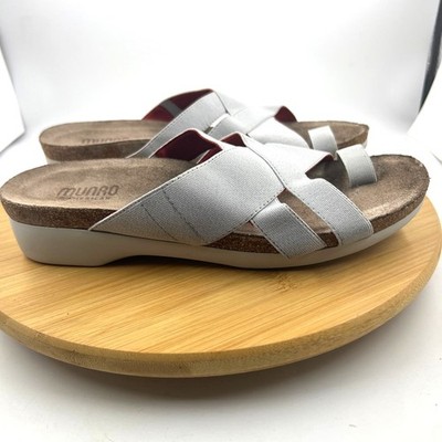 Munro American Delphi Comfort Sandals Women s 8.5 Gray Cork Footbed Walking