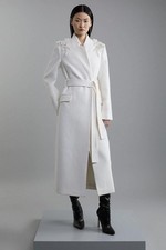 Karen Millen Women's Coat UK 8 White Wool