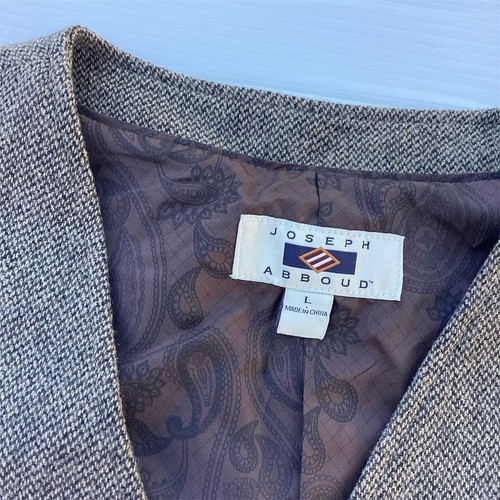 Joseph Abboud Men's Brown Herringbone Tweed Vest Size L Formal Quilted - Picture 2 of 9
