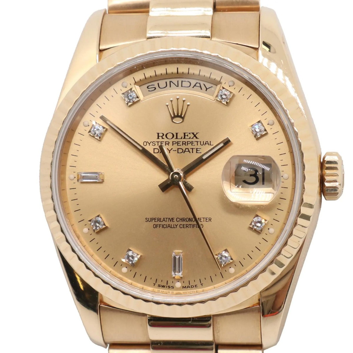 1990s Vintage Rolex 18238 Day-Date 36mm President Diamond 18K