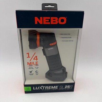 NEBO Luxtreme SL25R Rechargeable Flood Light Waterproof Spotlight 1/4 Mile Beam