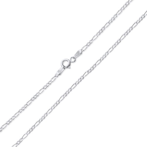 Set of 2 Thin 50 Gauge Sterling Silver Figaro Chain Necklace 20 Inch and 24 Inch - Picture 3 of 4