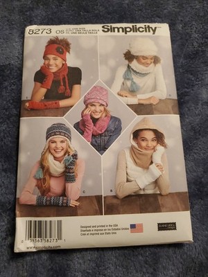 Simplicity Sewing Pattern 8273 One Size Misses' Knit Cold Weather Accessories