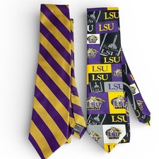 LSU Tigers Necktie Purple Gold Silk Repp Robert Talbott Ralph Marlin Game Day