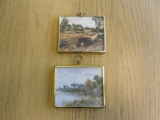 Vintage Miniature Artwork - 'The Wick Ferry' & 'Boat Building'
