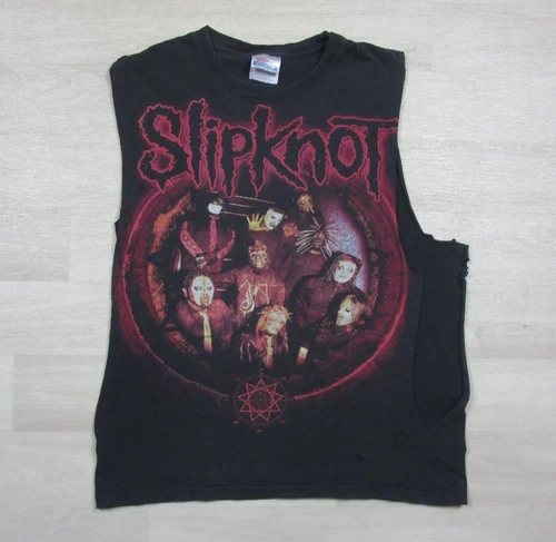 Vintage Y2K SLIPKNOT Band T Shirt (M) Nu Metal Thrashed Cut Vintage vintage concert t-shirt, vintage, single stitch, B+ condition