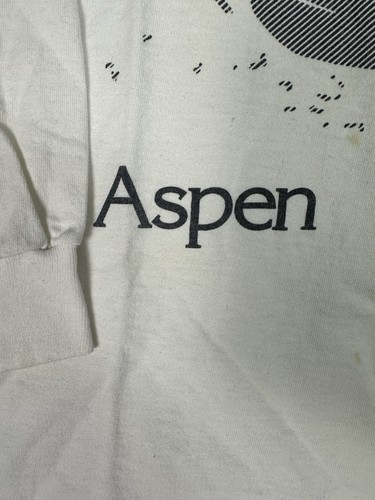Vintage 1990 Cyrk Ski Aspen Colorado T Shirt Mens M White Graphic Print L/S USA - Picture 3 of 10