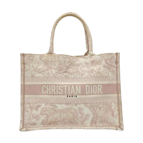 【Authentic】 DIOR Book Tote Pink Cloth Handbags (DDP)