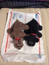 1986 POUND PUPPIES LOT TONKA MINI BABIES Black Brown Red Ribbon Collar 80s
