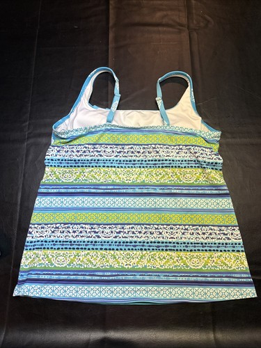Lands' End Bademode Tankini Oberteil hell mehrfarbig blau Tankini ~ Größe 16 L - Bild 2 von 4