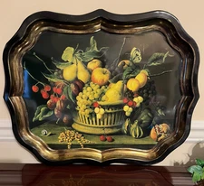 Vintage Keller Charles Metal Tray Toleware England 22" x 17.5" Stephany Hoppen