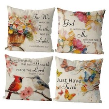 Jesus Christian Pillow Covers 18 x 18 Inch Set of 4 Cardinal Butterfly 18"x18"
