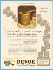 1926 Devoe & Reynolds NY Mirrolac Enamel Chinese Yellow Paint Interior Walls Ad