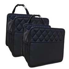 Car Seat Back Organizer, Hanging PU Leather Car Storage Bag, Black B 2Pack 