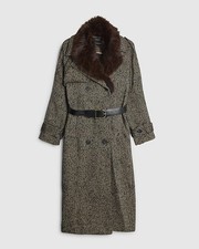 River Island Womens Longline Coat in Brown 10 Petite