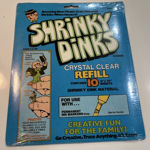Shrinky Dinks Buch Nachfüllpackung 10 klare Blätter Skyline #4000 Vintage 1974 Alter 6+