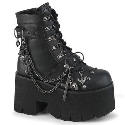 Pleaser Demonia Vegan Leather Goth Platform Ankle Boots Ashes-52
