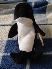 Ty Beanie Baby  "Waves" the Orca Whale In Beautiful Mint Condition Mint Tags