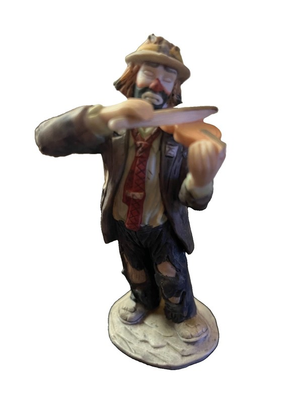 Emmett Kelly Clown Figurine- Playing Violin w/ Dog & Fire Hydrant