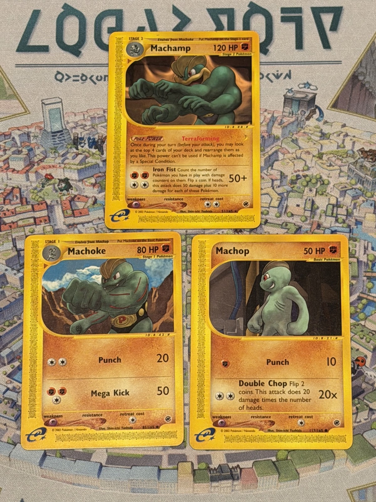 Pokemon TCG Machamp 51 Machoke 85 Machop 117 Set of Cards 2002 Expedition LP EX
