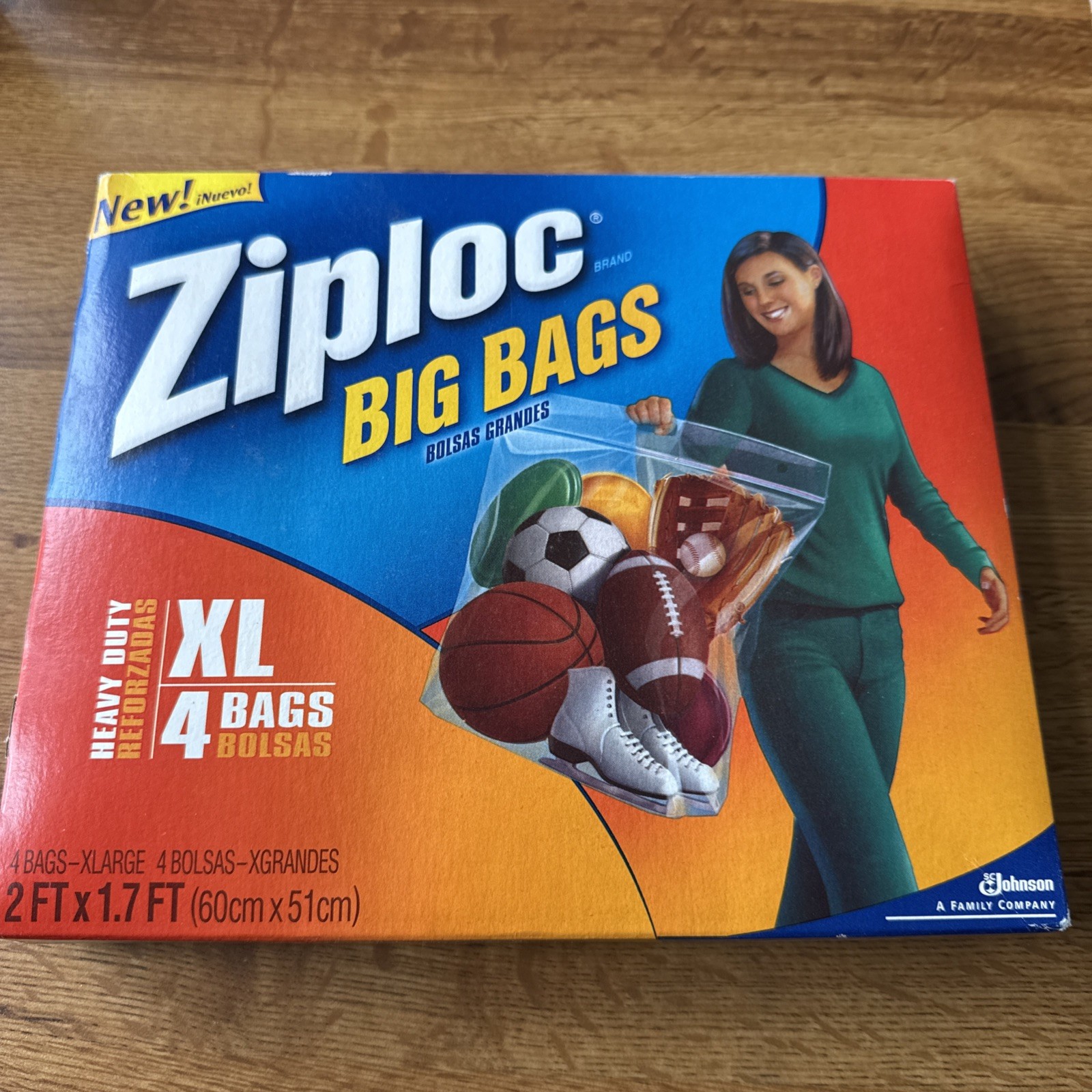 Ziploc Big Bags Heavy Duty Storage XL 4 Bags Discontinued New in Box