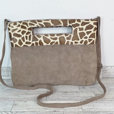 Anthropologie Calf Hair Suede Leather Verona Textured Clutch Crossbody Bag
