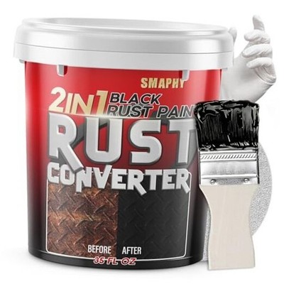 2 in 1 Rust Converter & Metal Primer, 35 oz Black Rust No.01 Matte Black