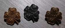 (3) VINTAGE 4-H  FOUR LEAF CLOVER MASS MADE BY BASTIAM BRO LAPEL/HAT PIN